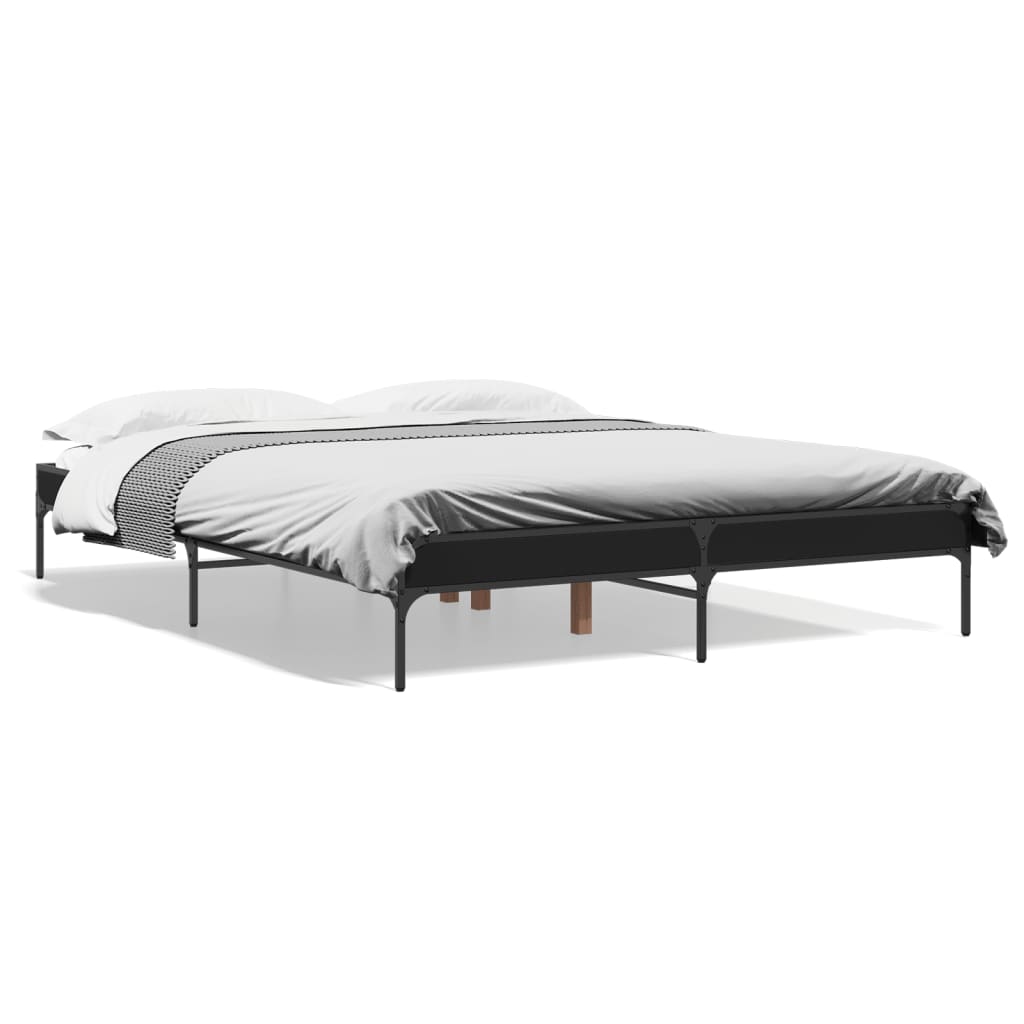 vidaXL Estructura de cama madera de ingeniería y metal negro 140x200cm