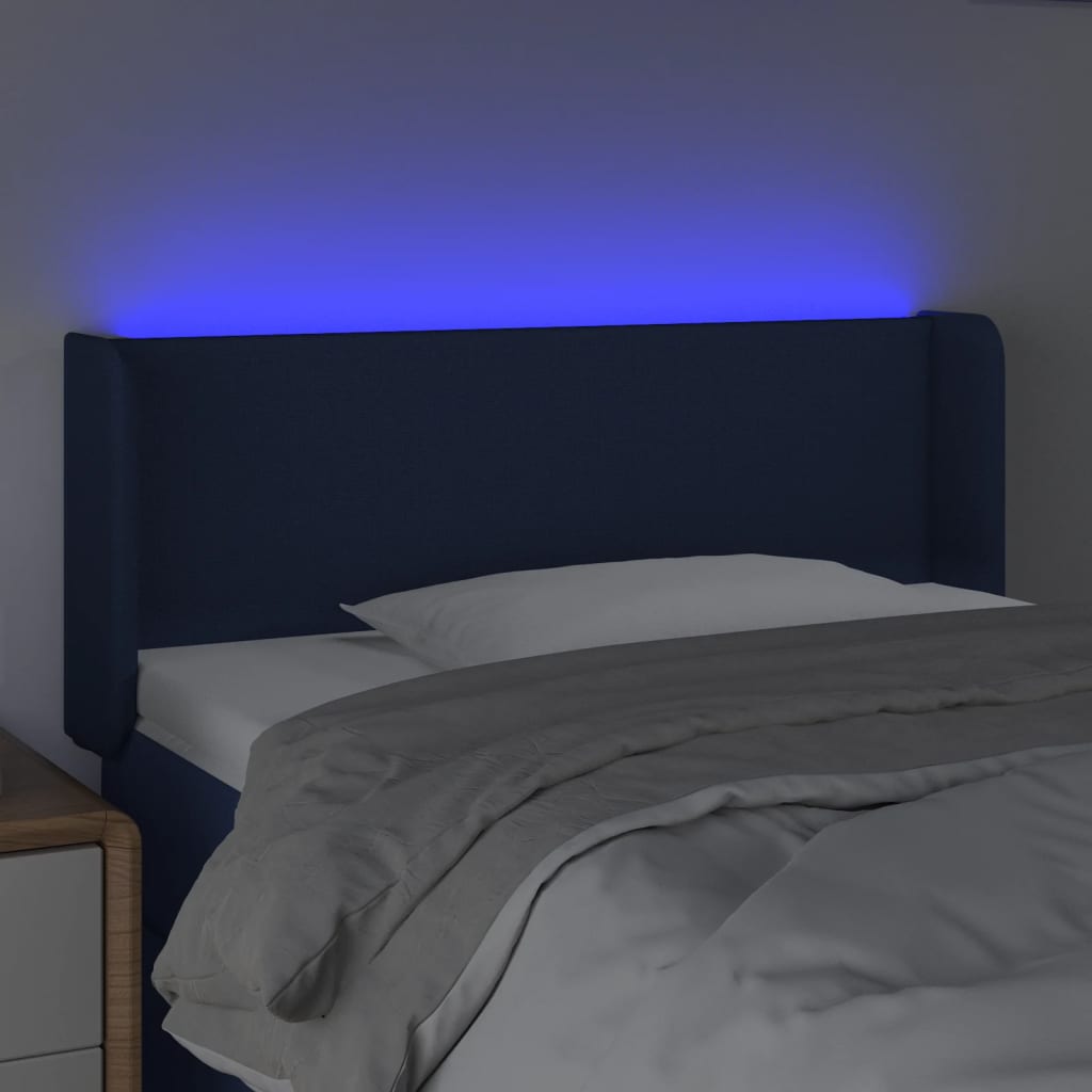vidaXL Cabecero con LED de tela azul 103x16x78/88 cm