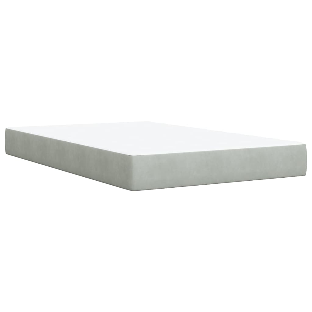 vidaXL Cama box spring con colchón terciopelo gris claro 120x200 cm