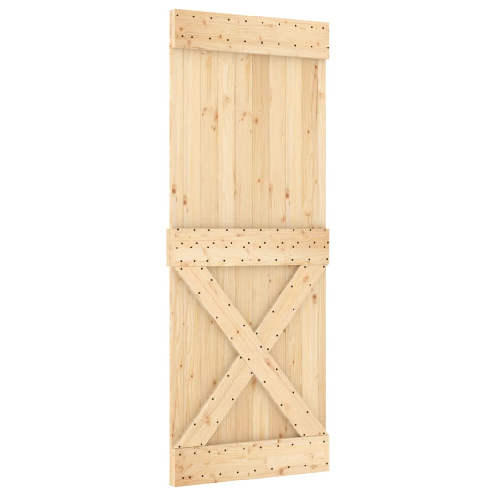 vidaXL Puerta corredera con herrajes madera maciza de pino 80x210 cm