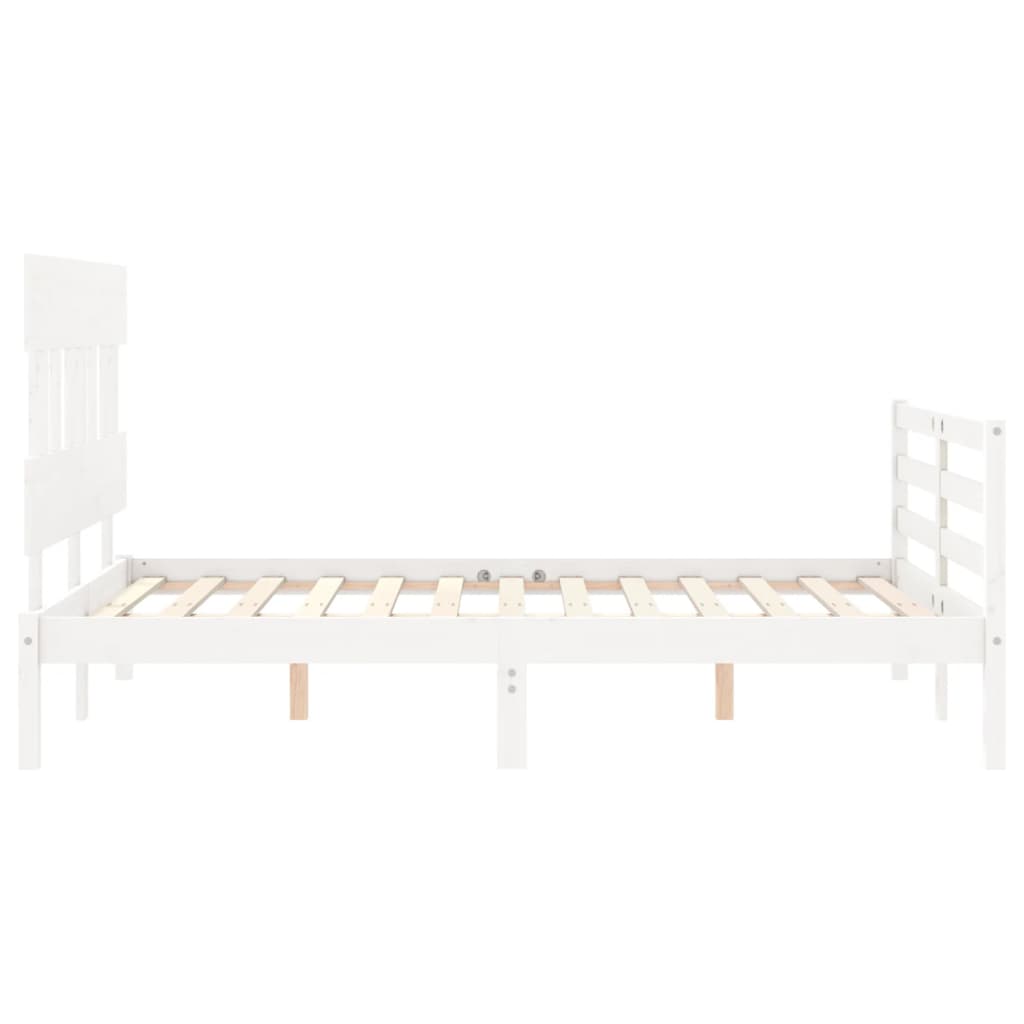 vidaXL Estructura cama de matrimonio con cabecero madera maciza blanco