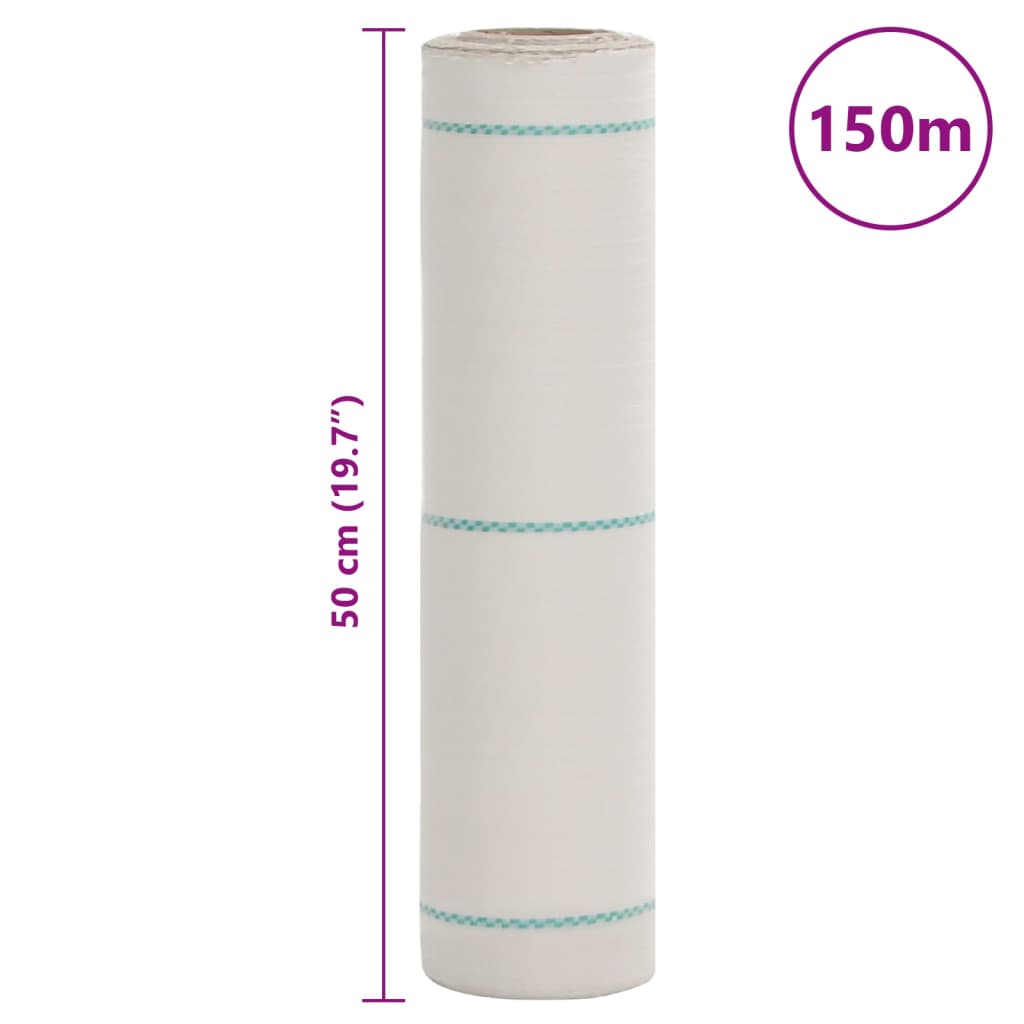 vidaXL Membrana de malezas PP blanca 0,5x150 m