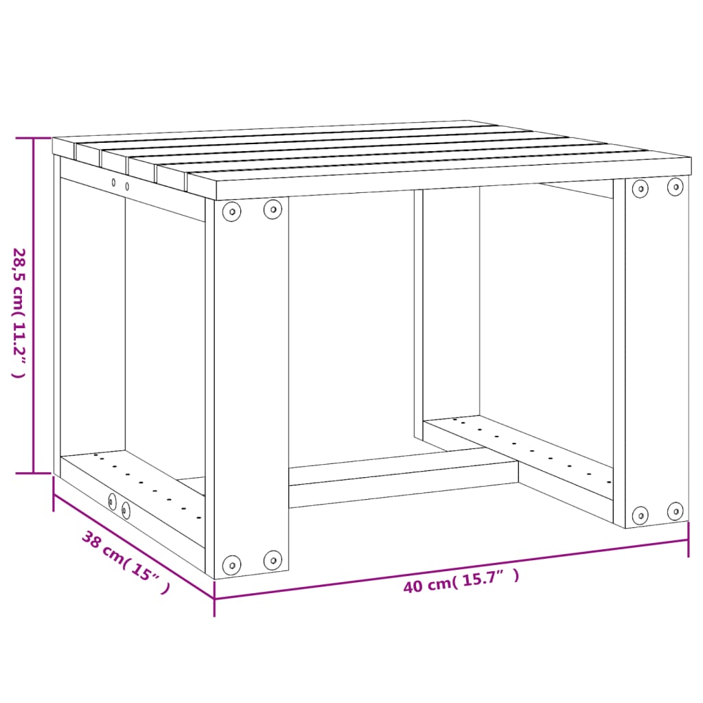 vidaXL Mesa auxiliar de jardín madera maciza pino negro 40x38x28,5 cm