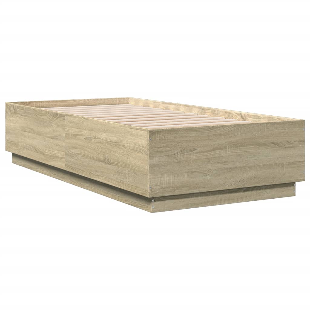 vidaXL Estructura cama con luces LED madera roble Sonoma 90x190 cm