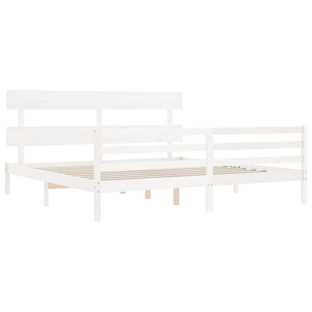 vidaXL Estructura de cama con cabecero madera maciza blanco 200x200 cm