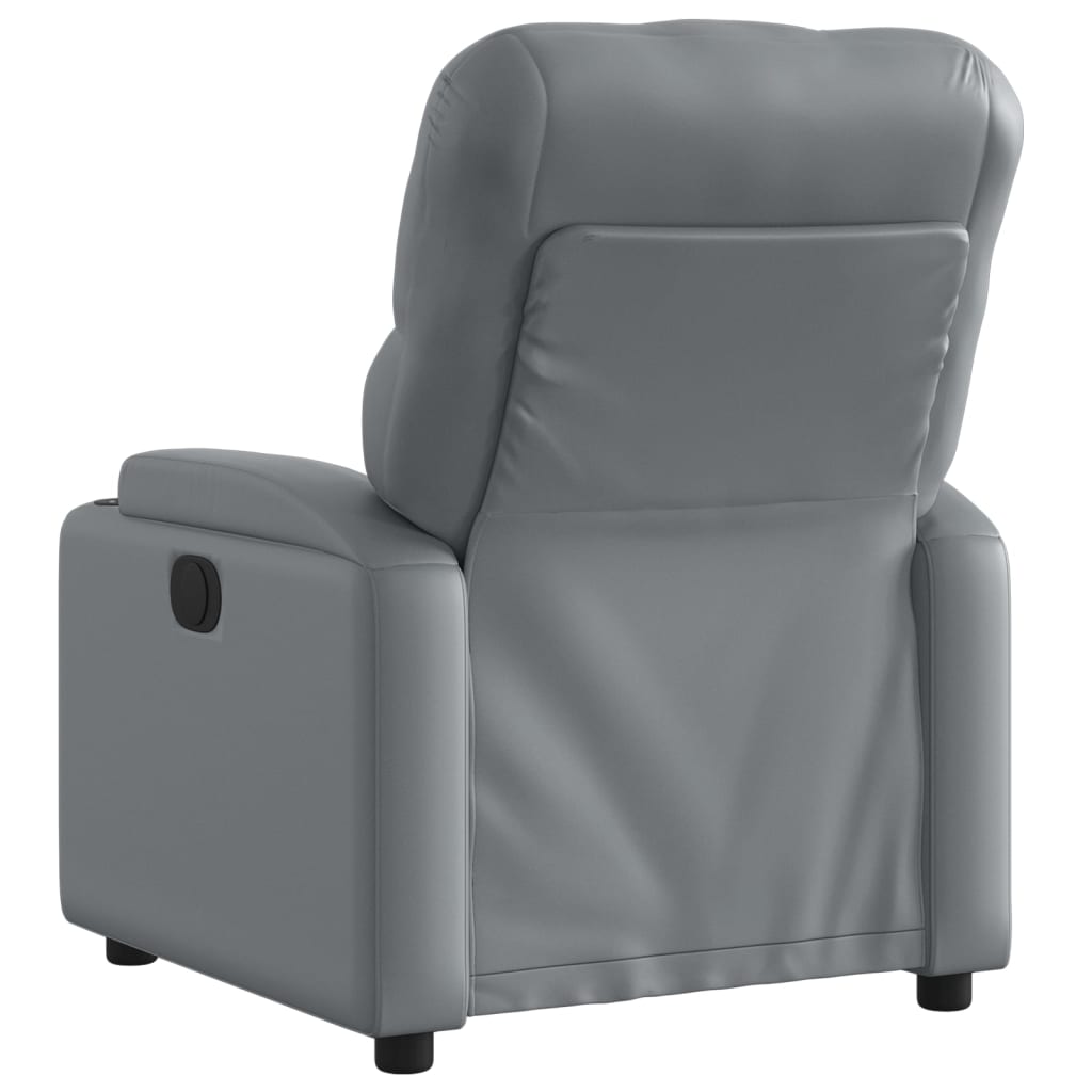 vidaXL Sillón reclinable eléctrico de cuero sintético gris