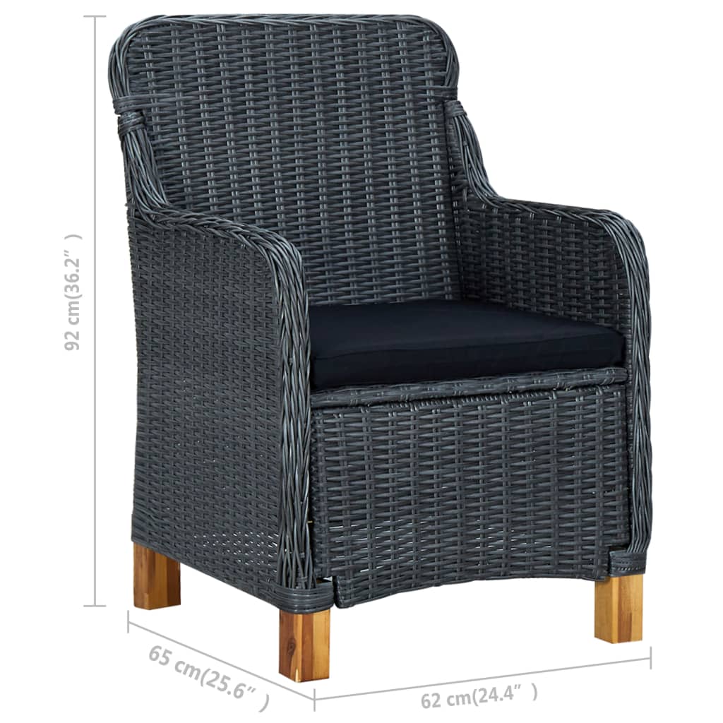 vidaXL Set comedor jardín 7 pzas cojines ratán sintético gris oscuro