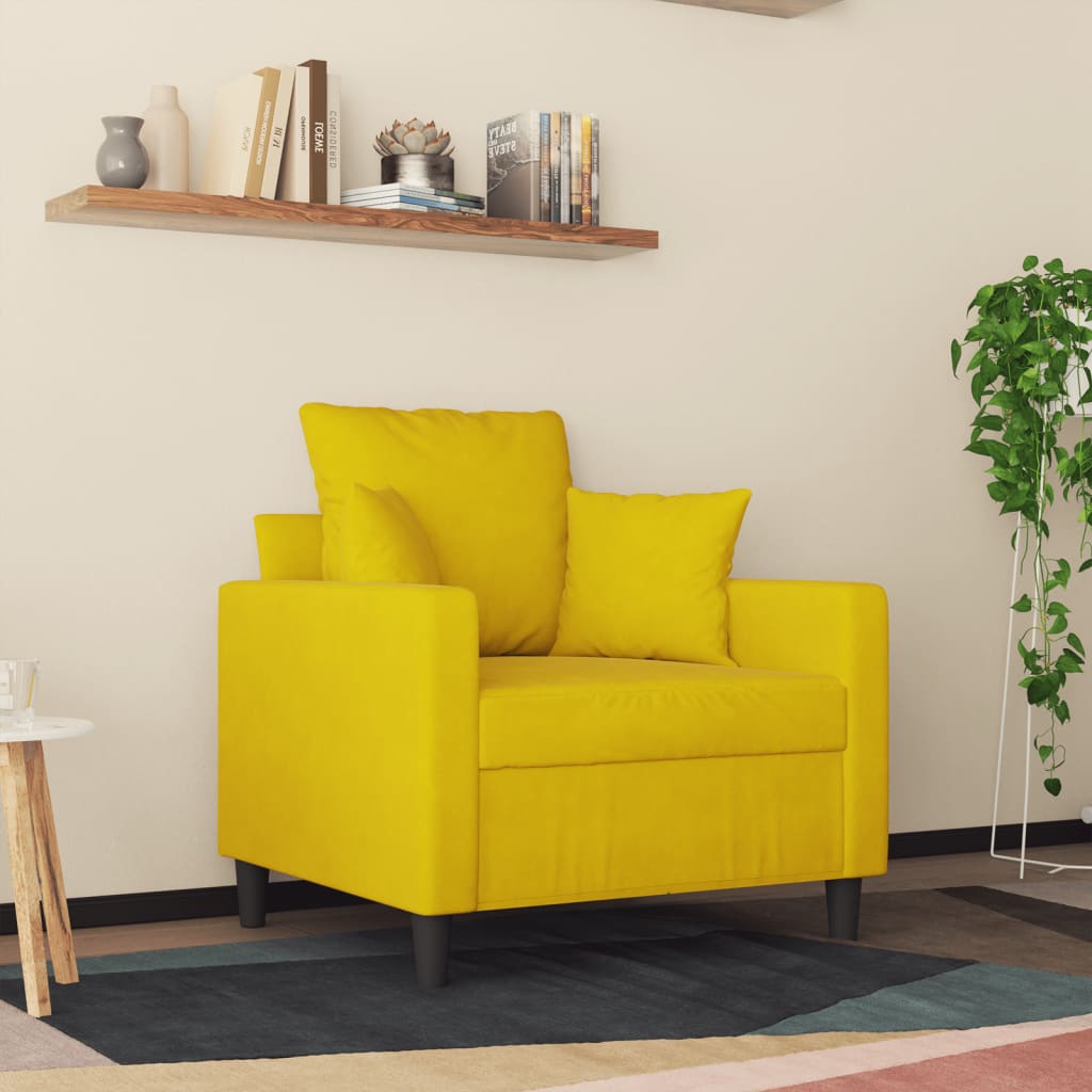 vidaXL Sillón de terciopelo amarillo 60 cm