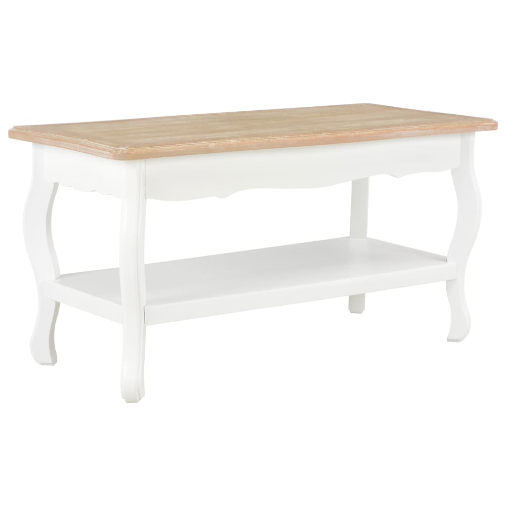 vidaXL Mesa de centro madera maciza pino blanco marrón 87,5x42x44 cm