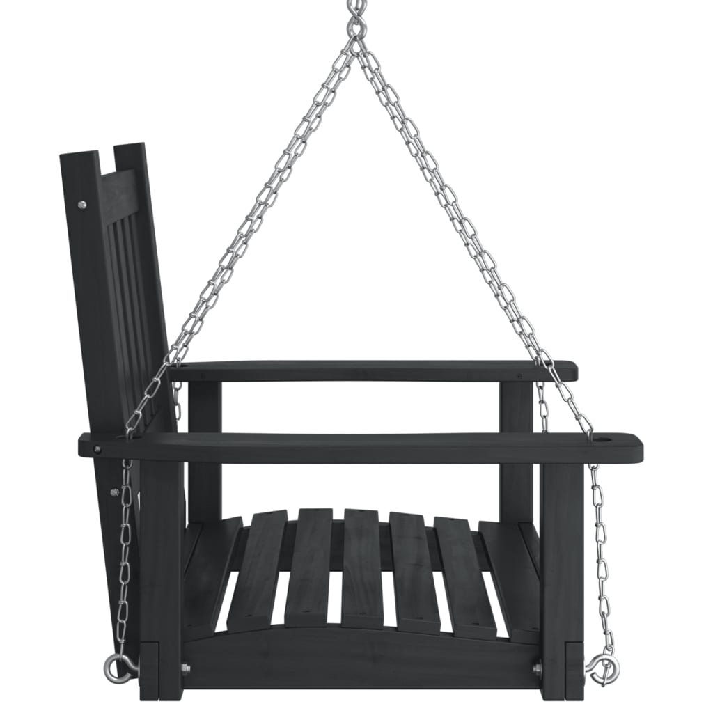 vidaXL Silla columpio jardín con cadenas de metal madera abeto negro