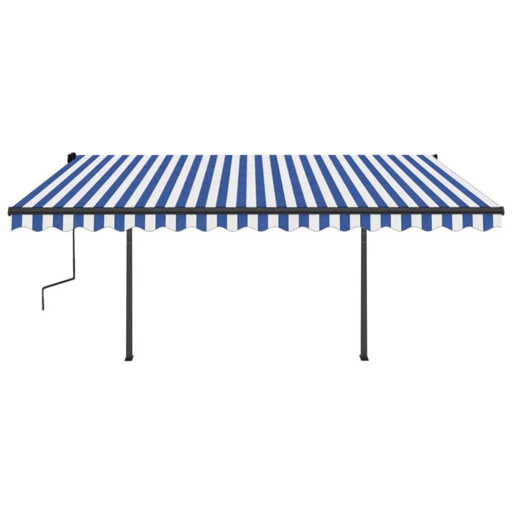 vidaXL Toldo manual retráctil con LED azul y blanco 4x3,5 m