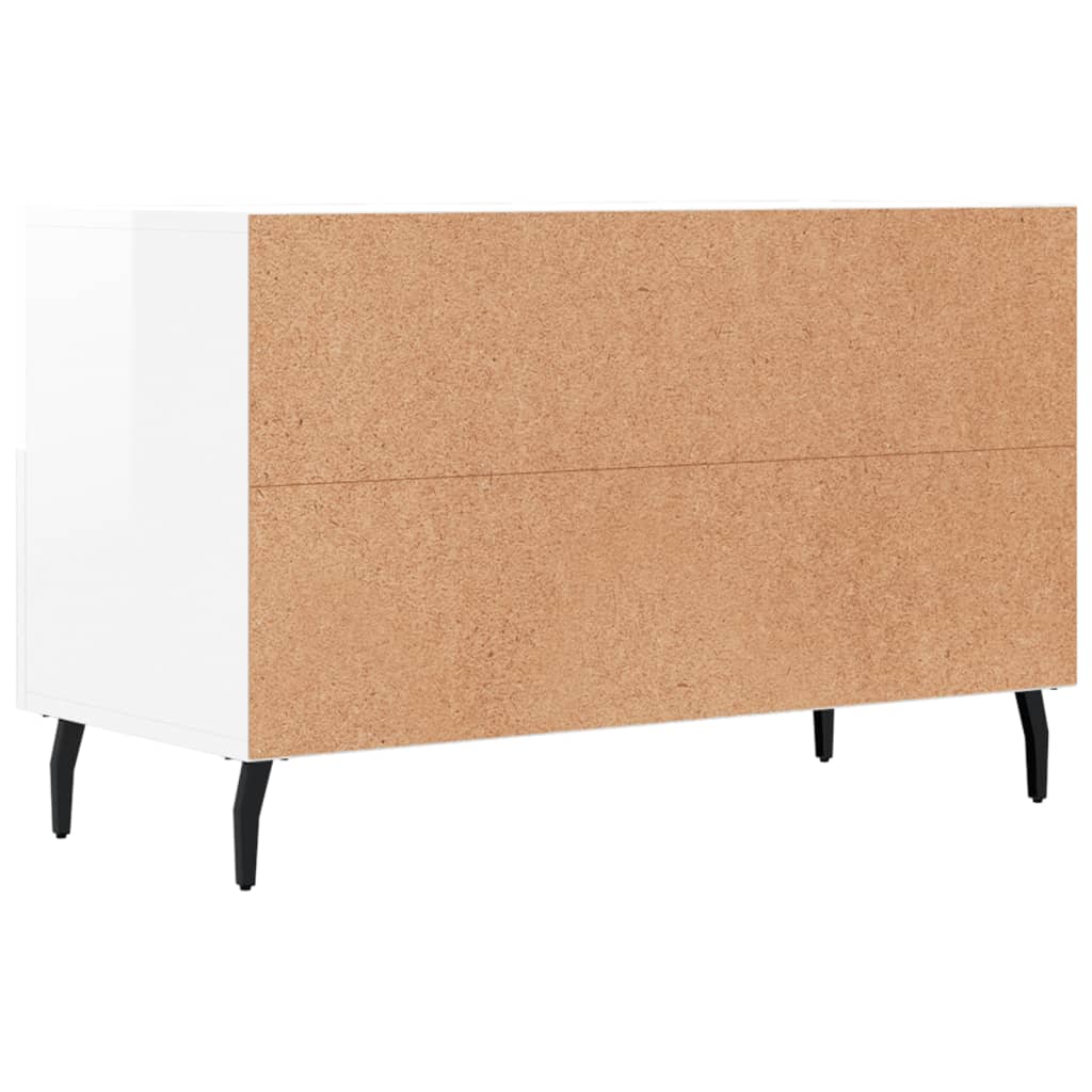 vidaXL Mueble de TV madera contrachapada blanco brillo 80x36x50 cm