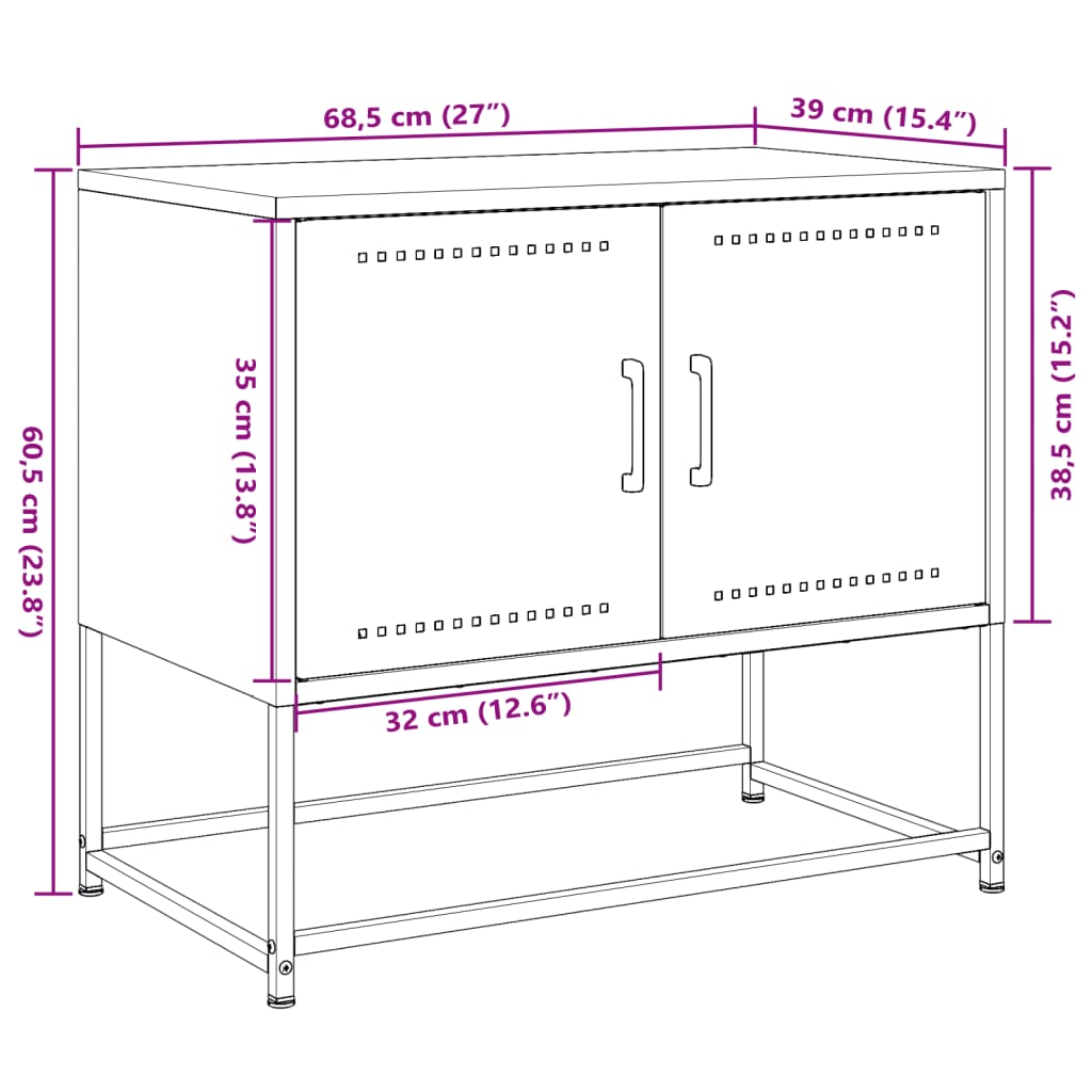 vidaXL Mueble para TV de acero verde oliva 68,5x39x60,5 cm