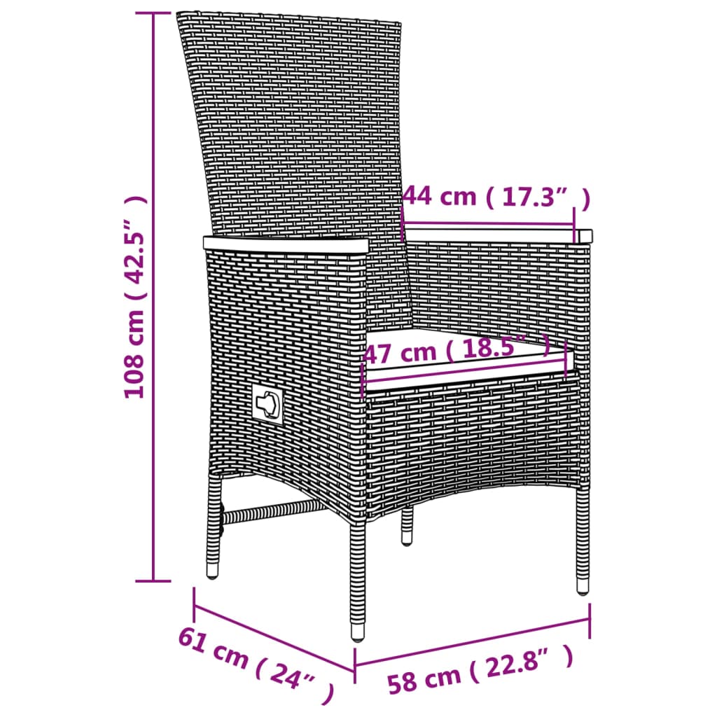 vidaXL Set comedor de jardín 5 piezas con cojines ratán sintético gris