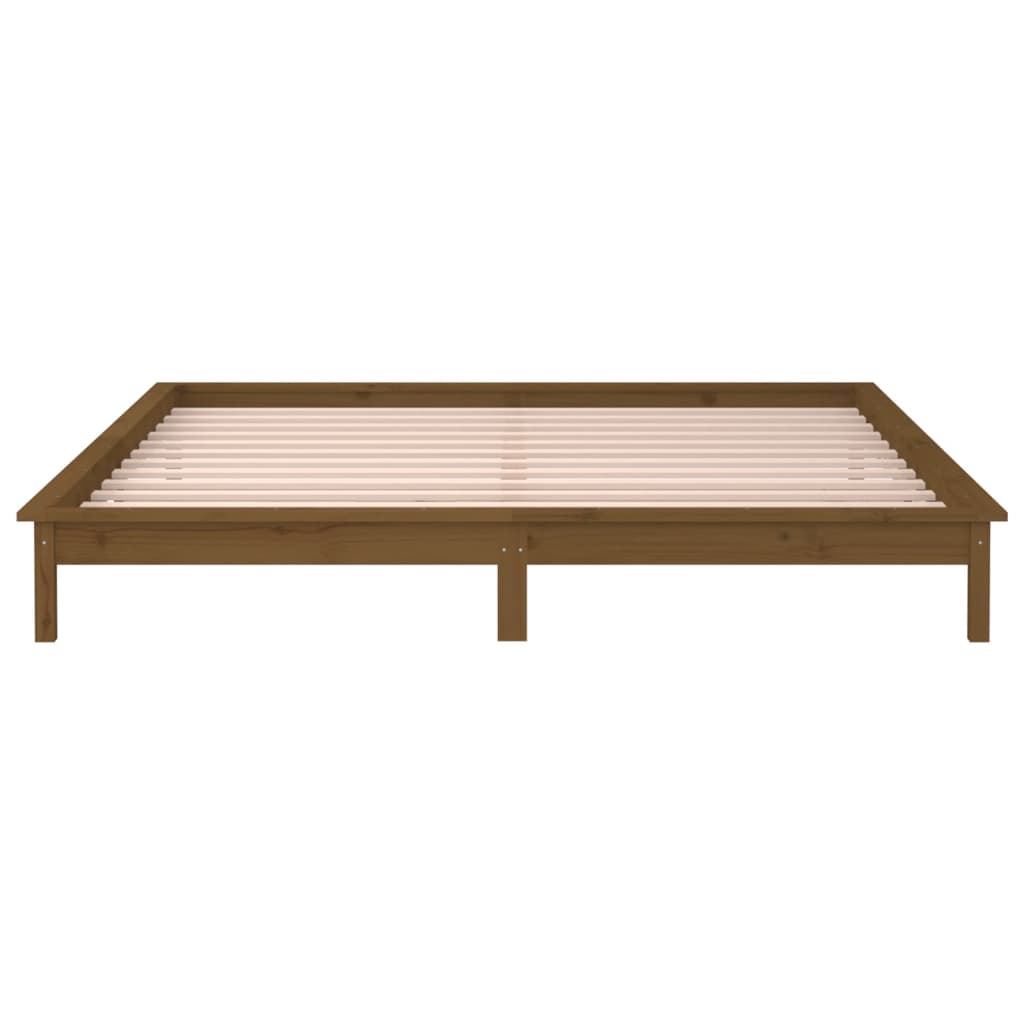 vidaXL Estructura de cama con LED madera maciza marrón miel 200x200 cm