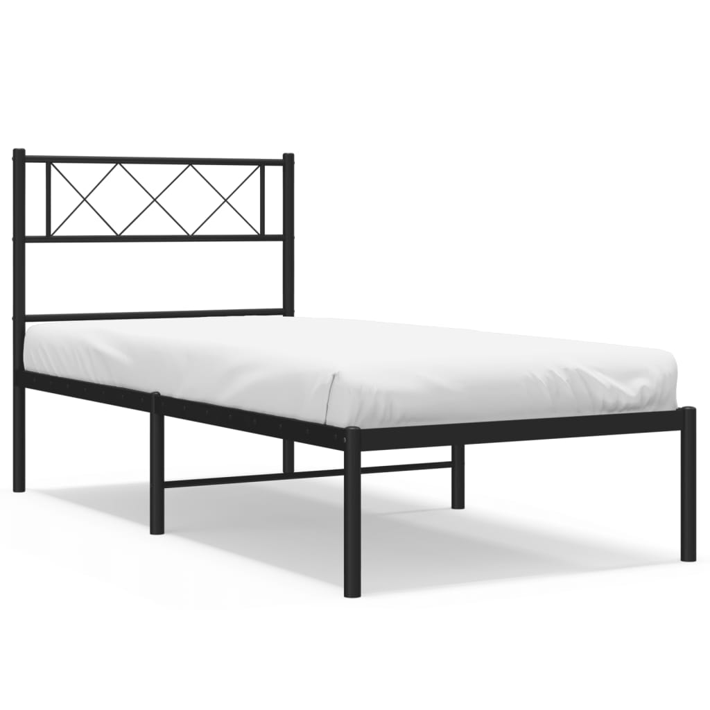 vidaXL Estructura cama sin colchón con cabecero metal negro 80x200 cm