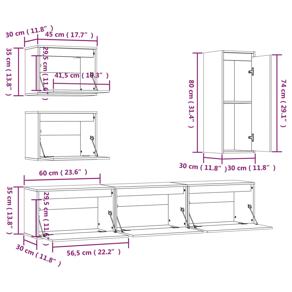 vidaXL Muebles para TV 6 piezas madera maciza de pino blanco