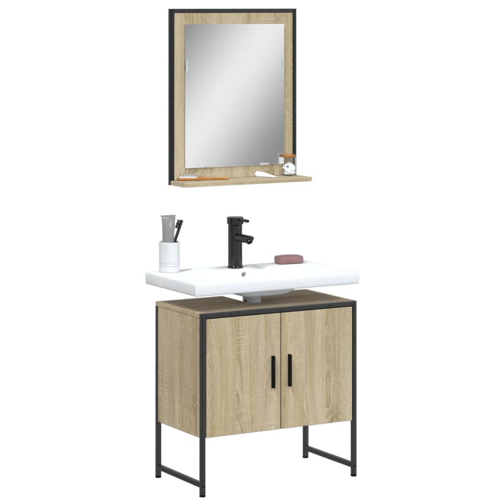 vidaXL Set de muebles de baño 2 pzas madera de ingeniería roble sonoma