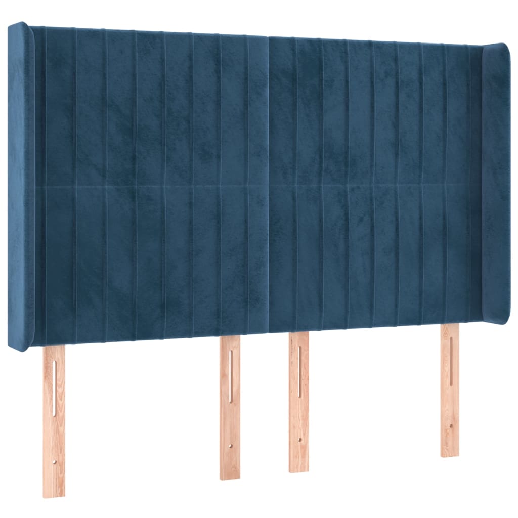 vidaXL Cama box spring colchón y LED terciopelo azul oscuro 140x200 cm