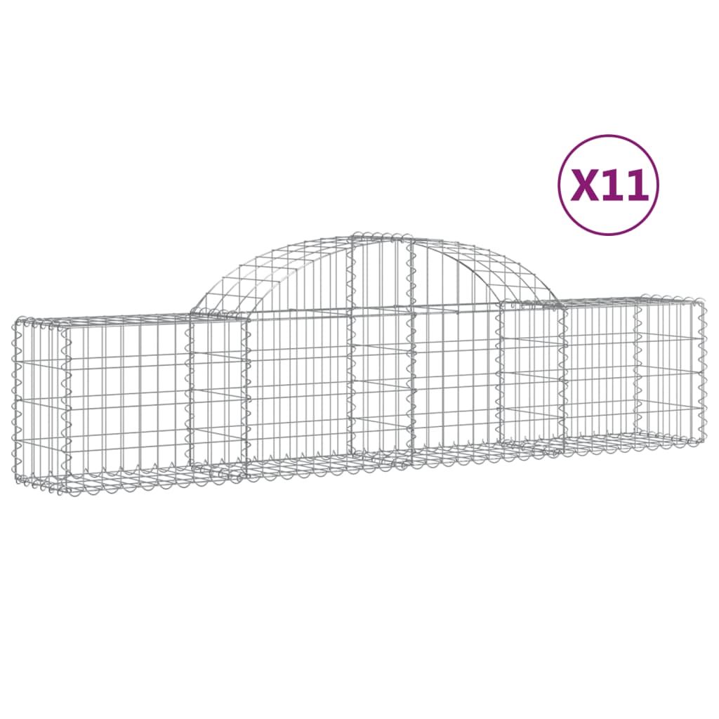 vidaXL Cestas de gaviones 11 uds forma de arco hierro 200x30x40/60 cm