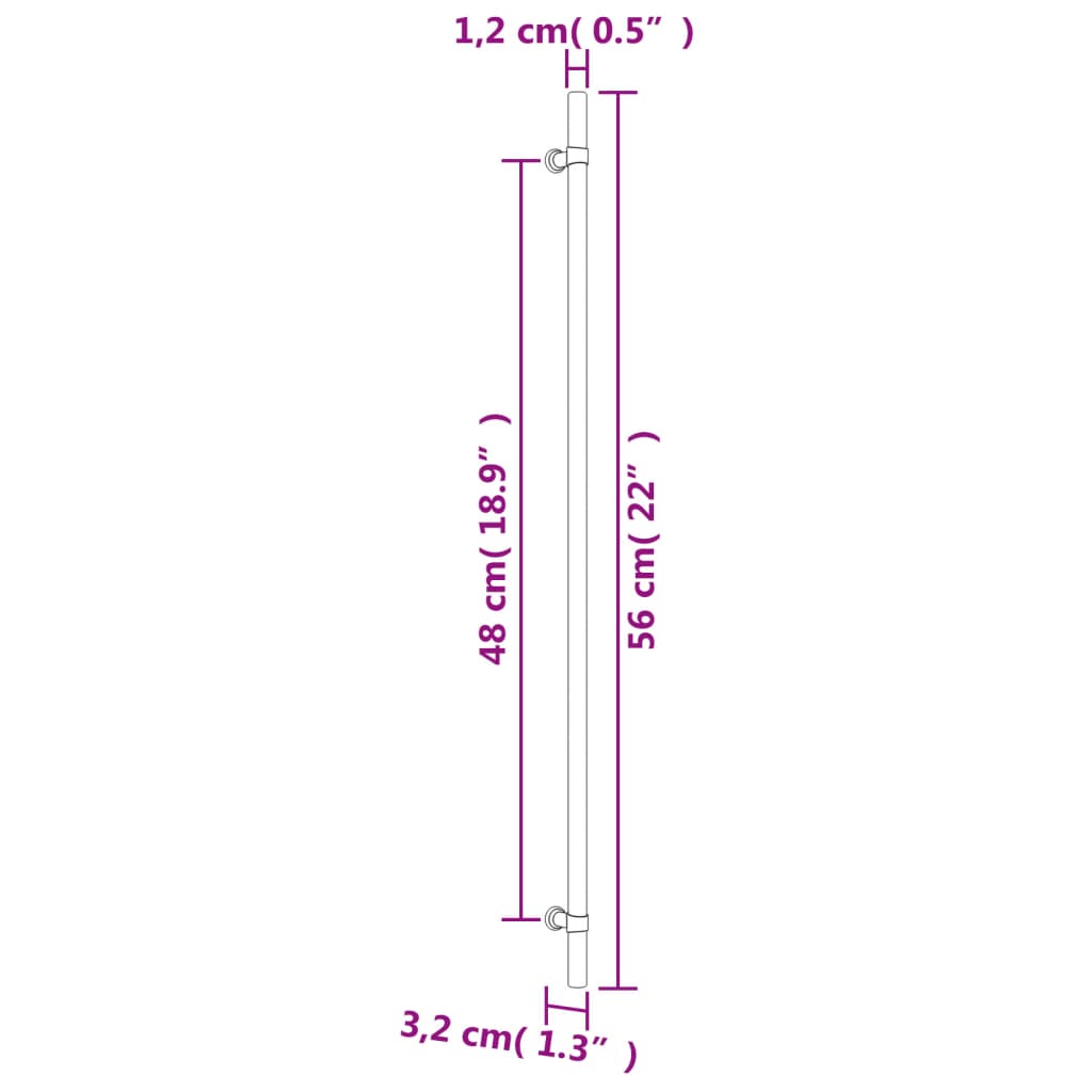 vidaXL Tiradores para armarios 5 uds acero inoxidable negro 480 mm