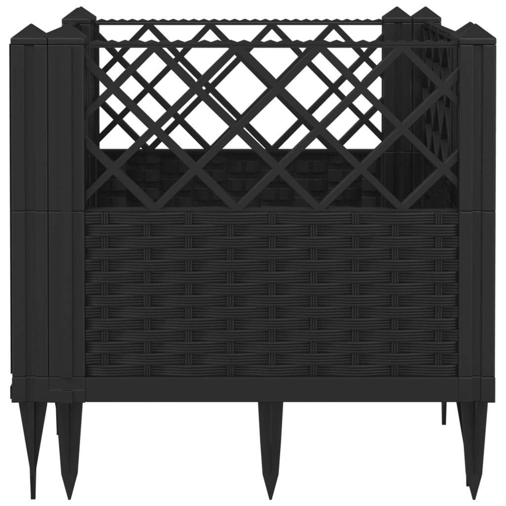 vidaXL Jardinera con clavijas PP negro 43,5x43,5x43,5 cm