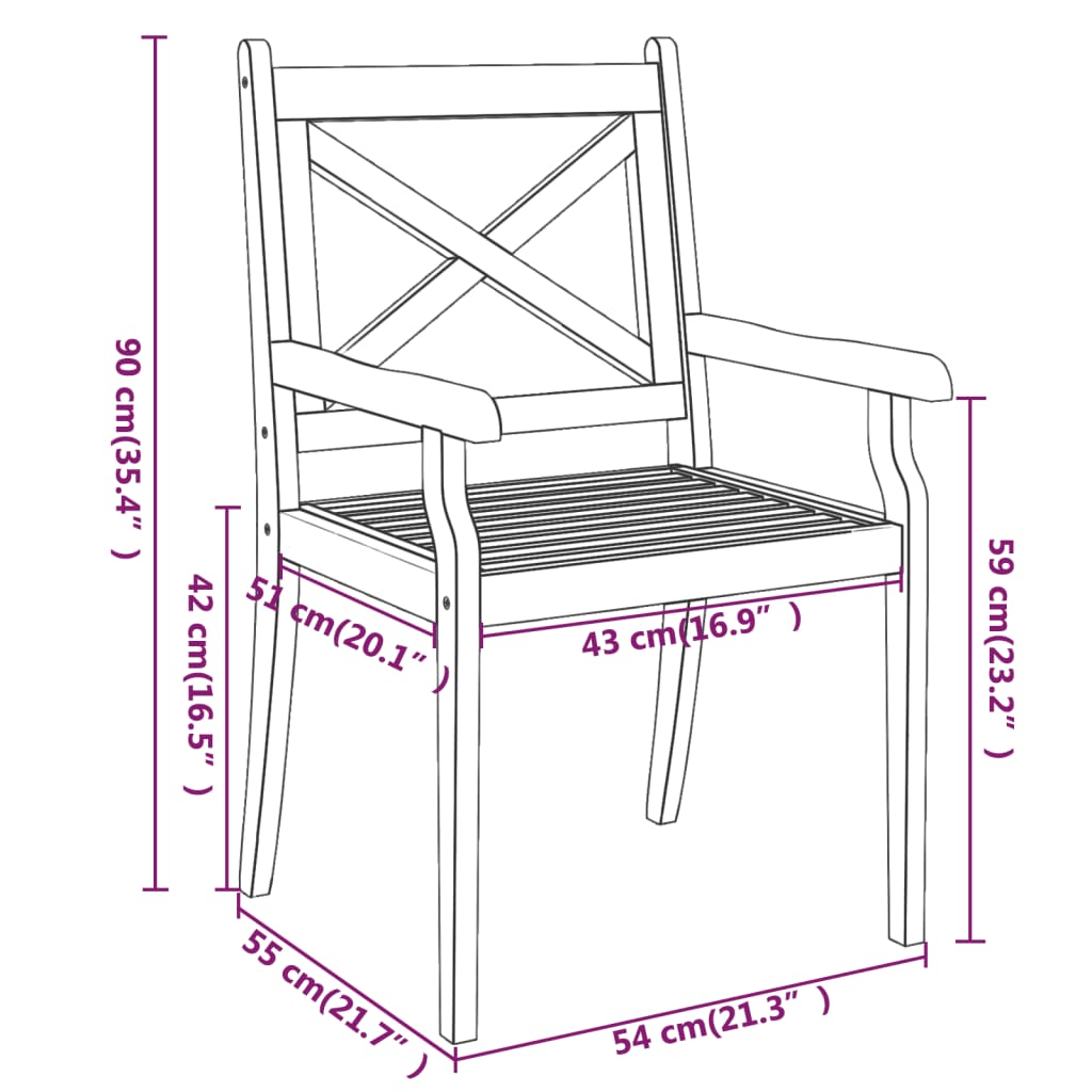 vidaXL Juego de comedor de jardín 5 piezas madera maciza de acacia