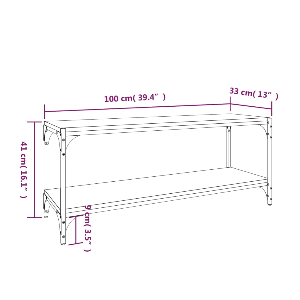 vidaXL Mueble para TV contrachapada y acero roble ahumado 100x33x41 cm