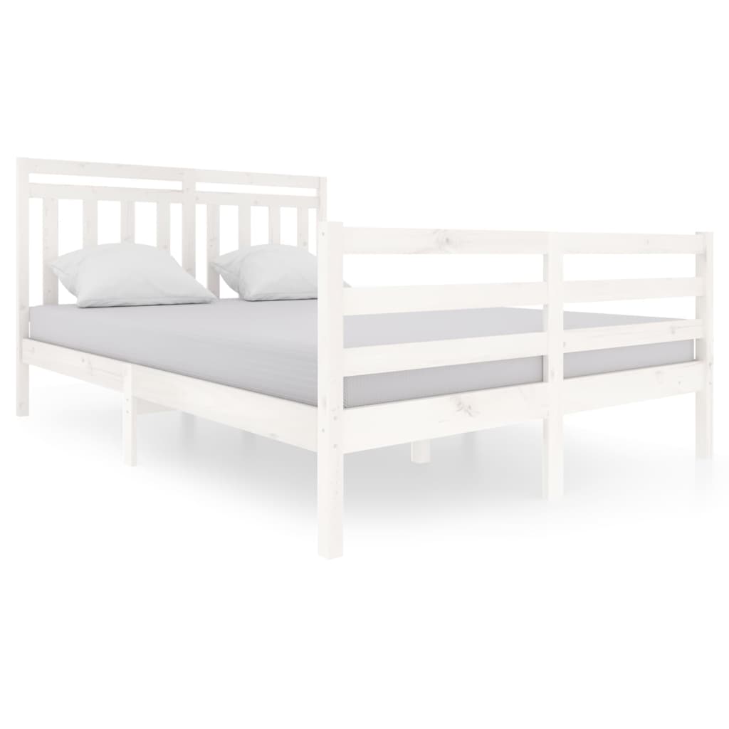 vidaXL Estructura de cama de madera maciza blanca 140x200 cm