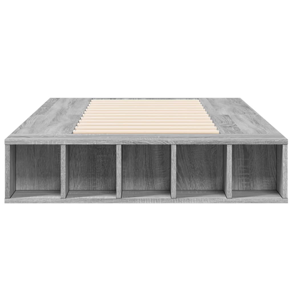 vidaXL Estructura de cama madera de ingeniería gris Sonoma 100x200 cm