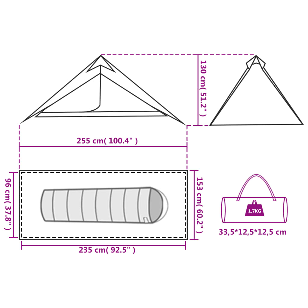 vidaXL Tienda de campaña tipi para 1 persona impermeable naranja