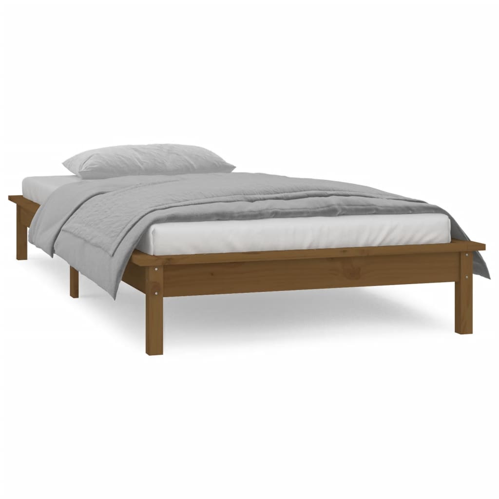 vidaXL Estructura de cama con LED madera maciza marrón miel 100x200 cm