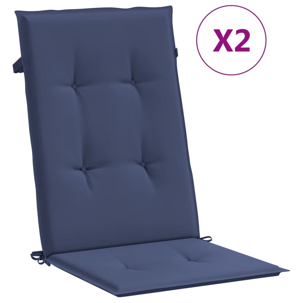 vidaXL Cojines para silla con respaldo alto 2 uds tela azul marino