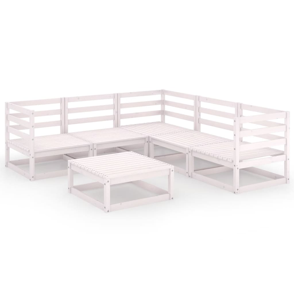 vidaXL Set de salón de jardín de 6 piezas blanco madera maciza de pino