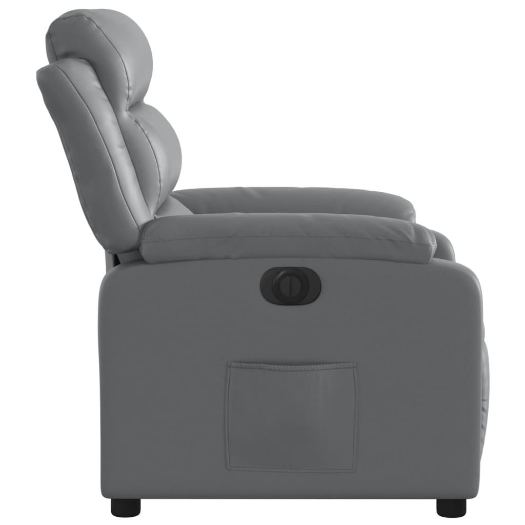 vidaXL Sillón reclinable eléctrico de cuero sintético gris