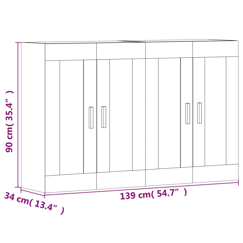 vidaXL Armarios de pared 2 uds madera de ingeniería gris hormigón