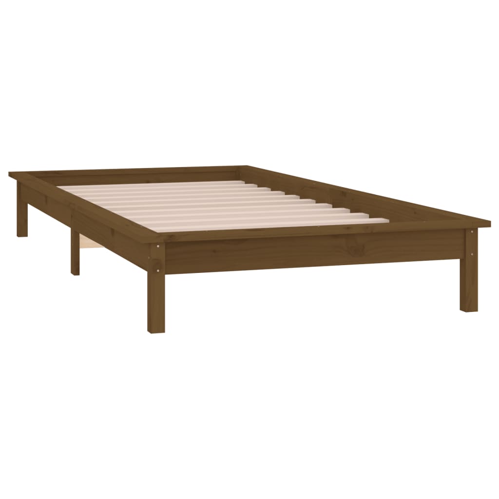 vidaXL Estructura de cama con LED madera maciza marrón miel 100x200 cm