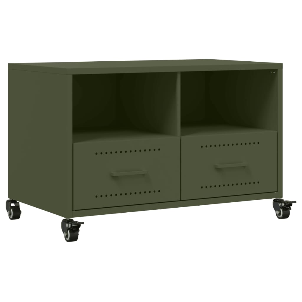 vidaXL Mueble de TV de acero verde oliva 68x39x43,5 cm