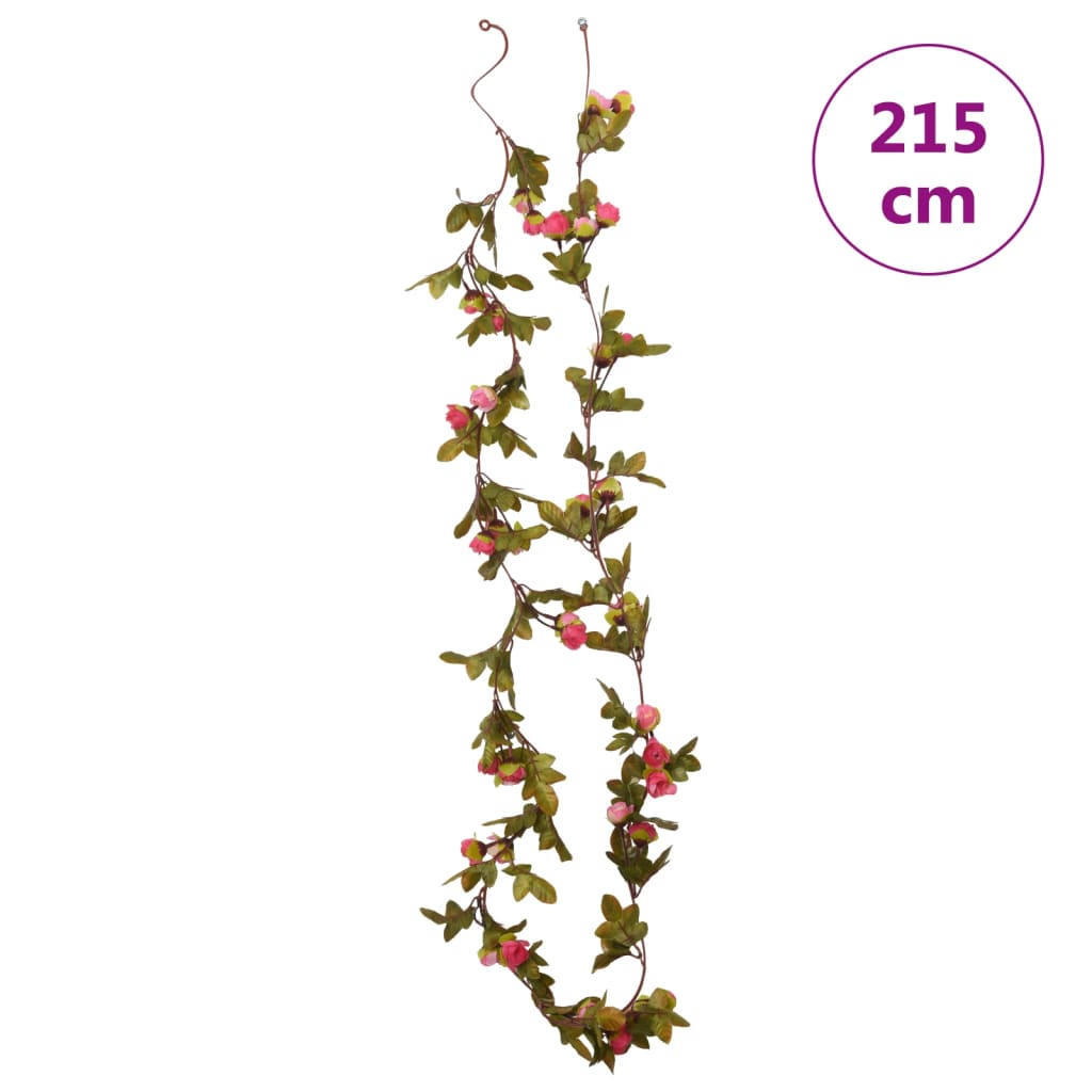 vidaXL Guirnaldas de flores de Navidad 6 uds rosa 215 cm