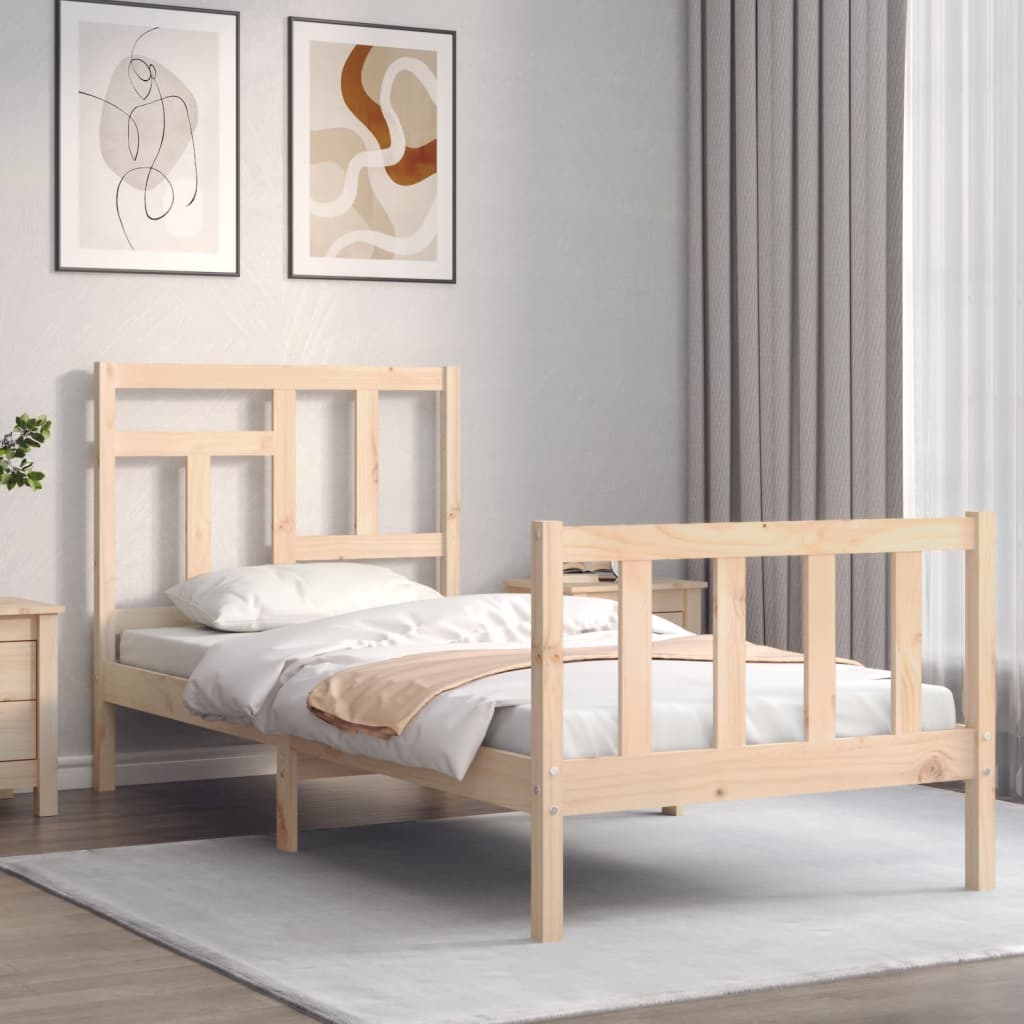 vidaXL Estructura de cama con cabecero madera maciza 90x200 cm