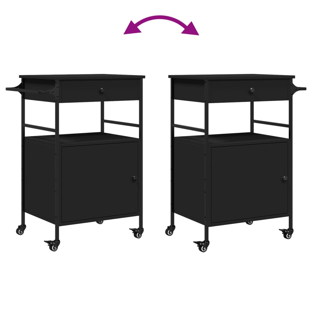 vidaXL Carrito de cocina de madera de ingeniería negro 56x43x89,5 cm