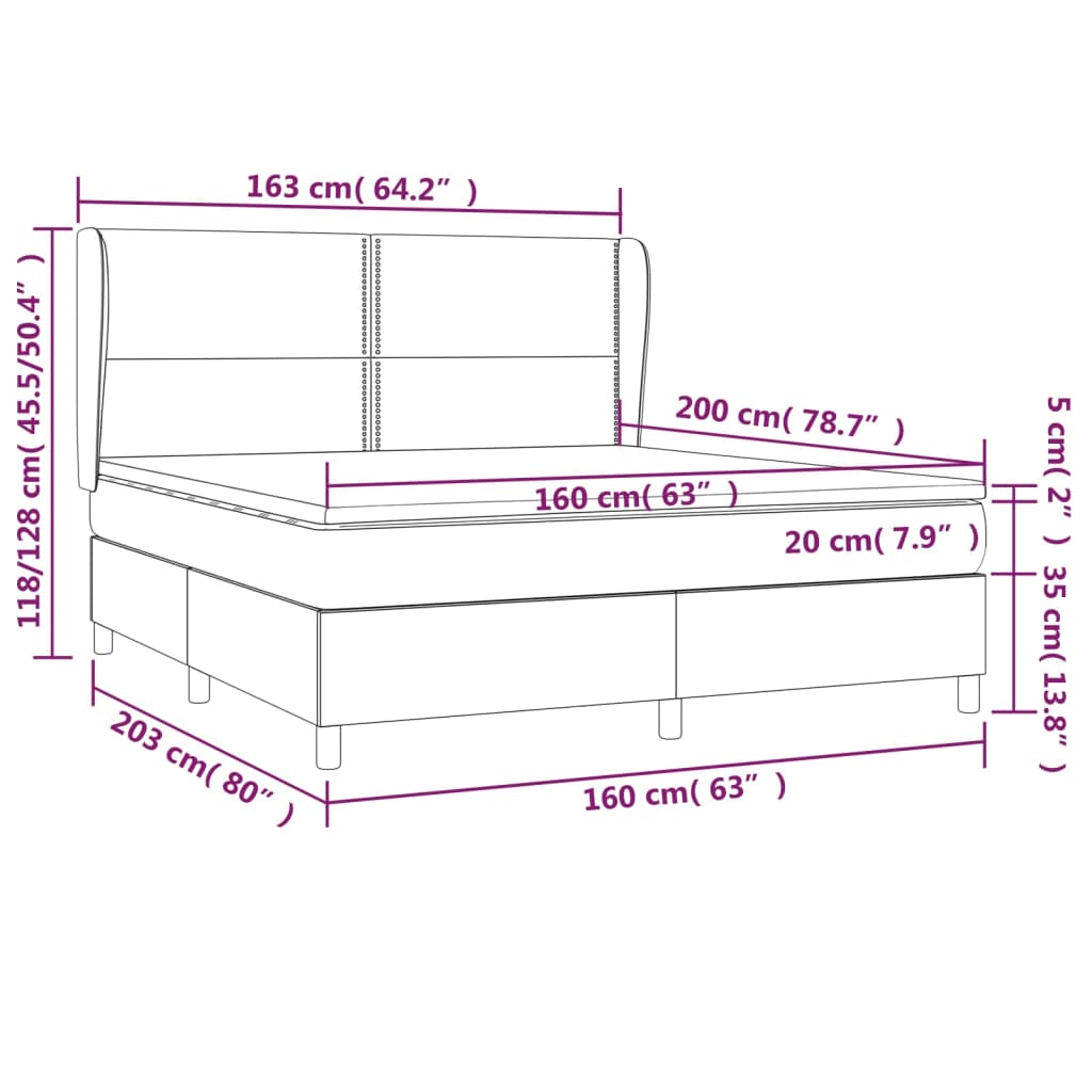 vidaXL Cama box spring con colchón cuero sintético blanco 160x200 cm