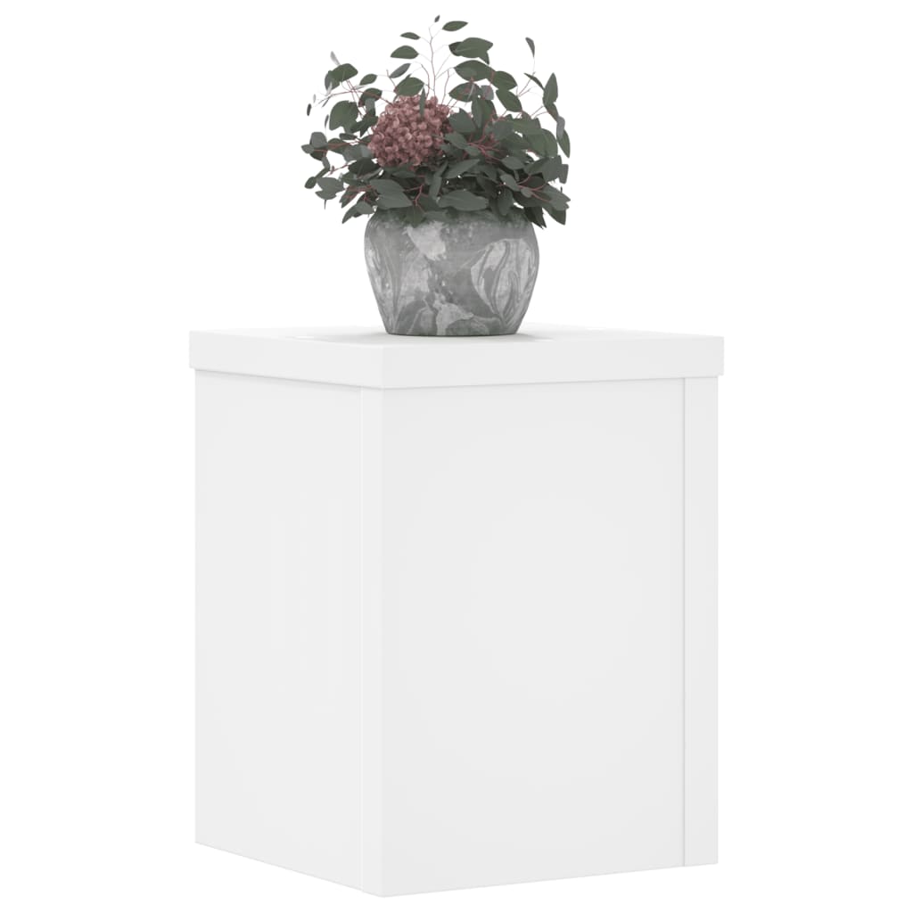 vidaXL Soportes de plantas 2 uds madera ingeniería blanco 10x10x18 cm