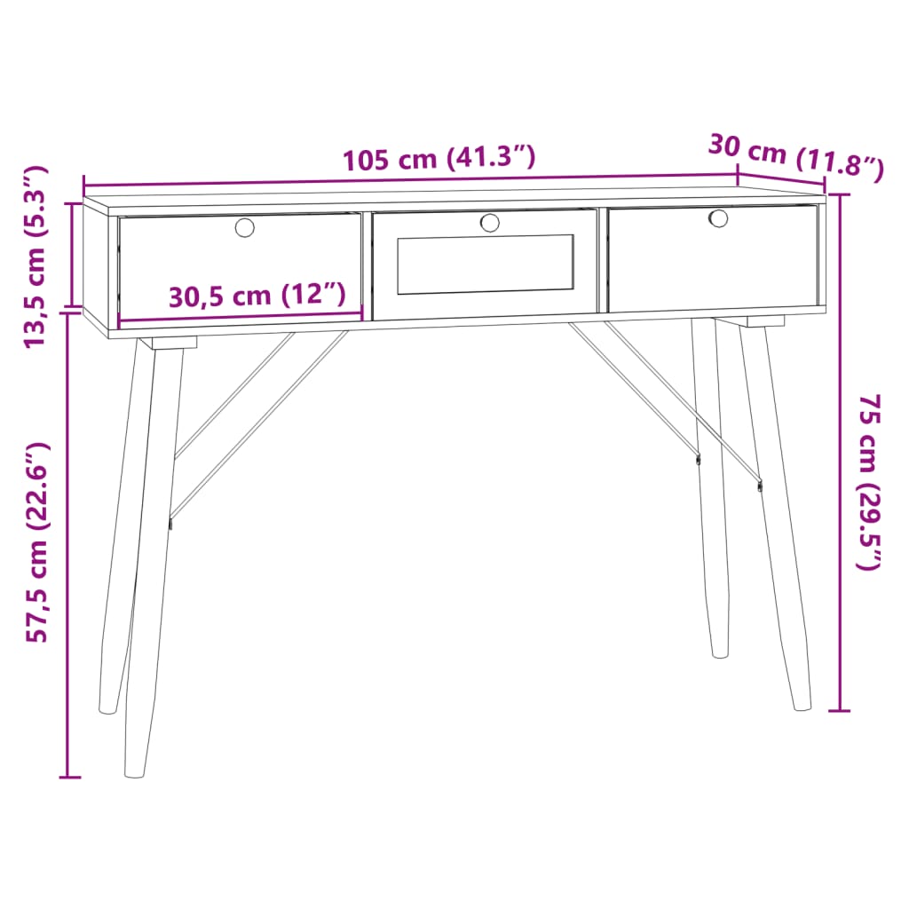 vidaXL Mueble de TV con puertas madera contrachapada 105x30x45 cm