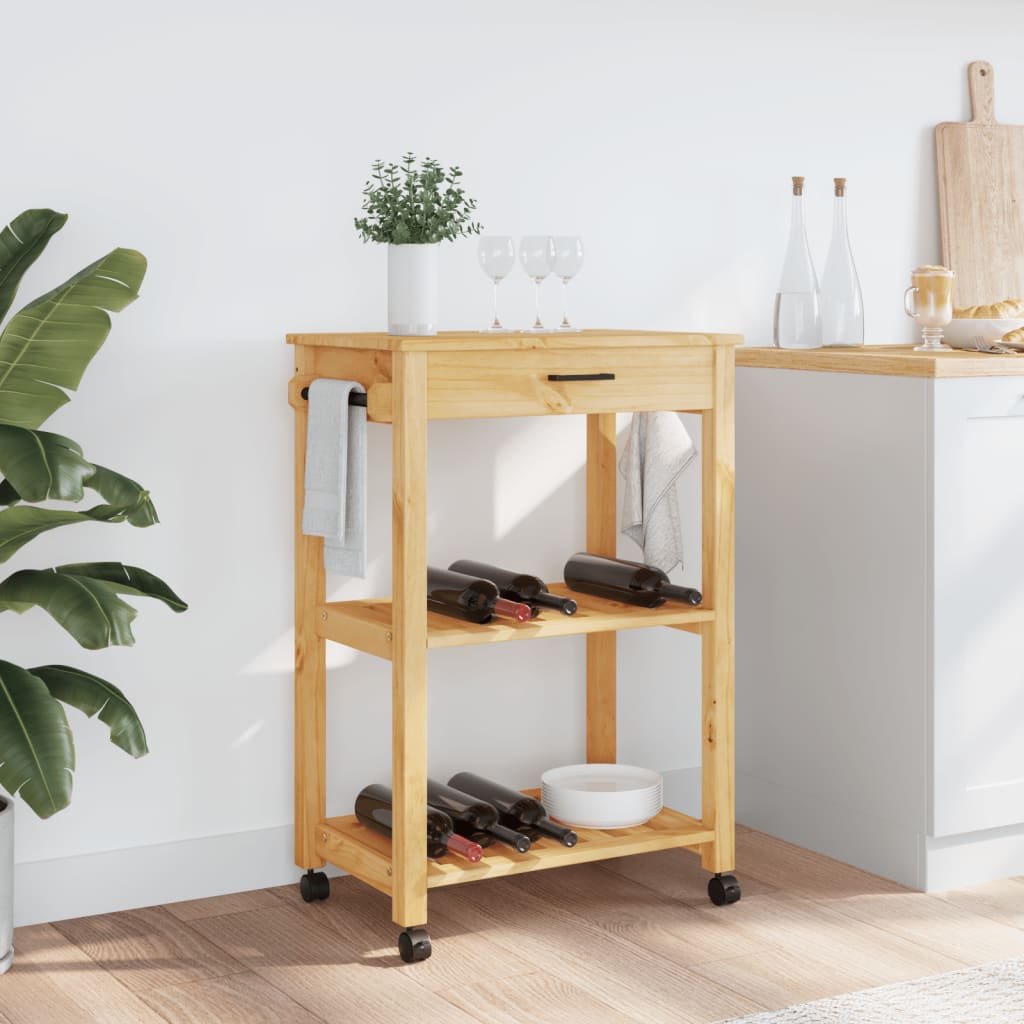 vidaXL Carrito de cocina MONZA madera maciza de pino 60x40x90 cm