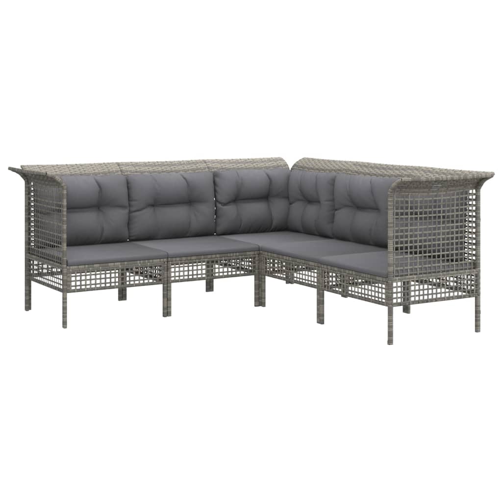 vidaXL Set de muebles de jardín 9 pzas y cojines ratán sintético gris