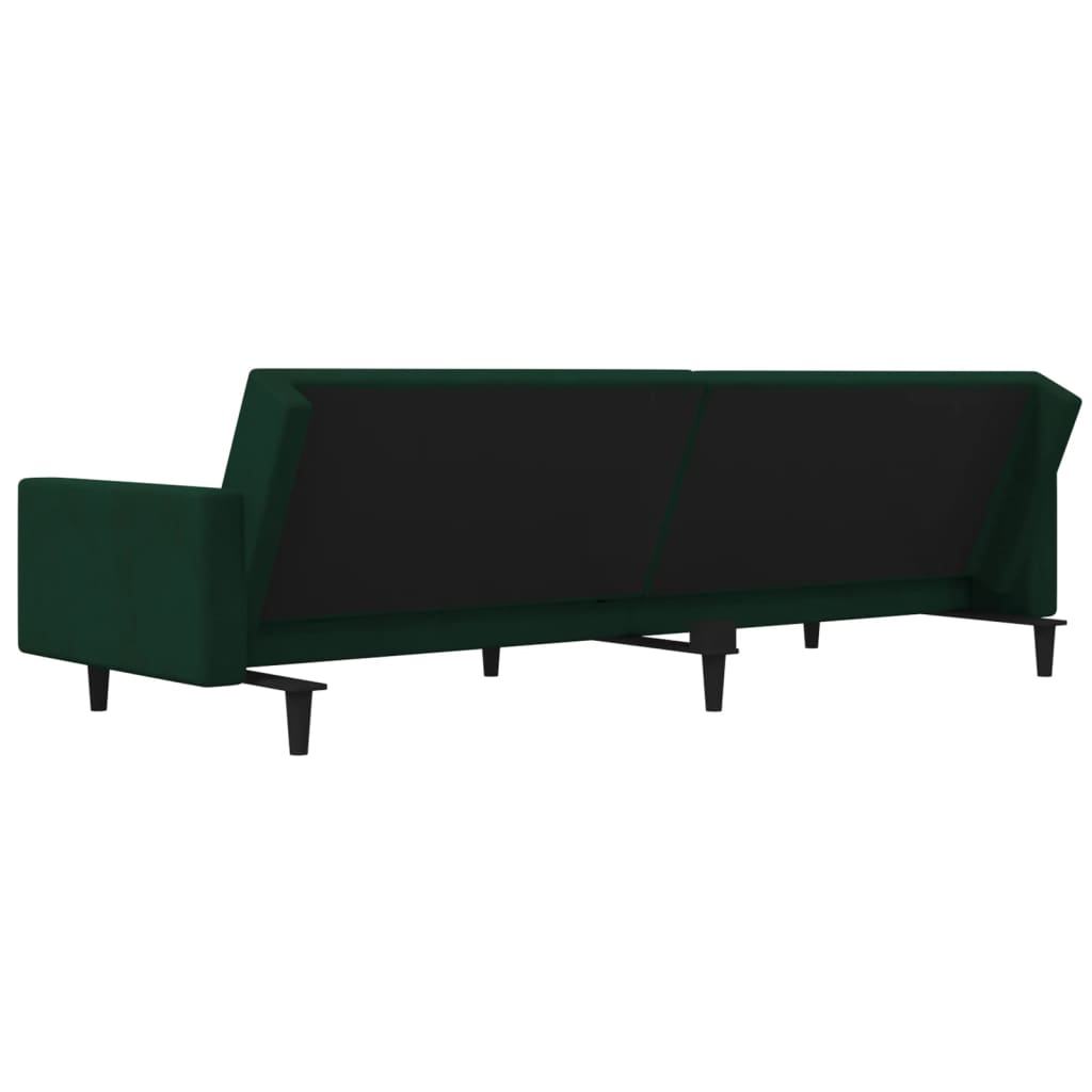 vidaXL Sofá cama de 2 plazas con dos almohadas terciopelo verde oscuro