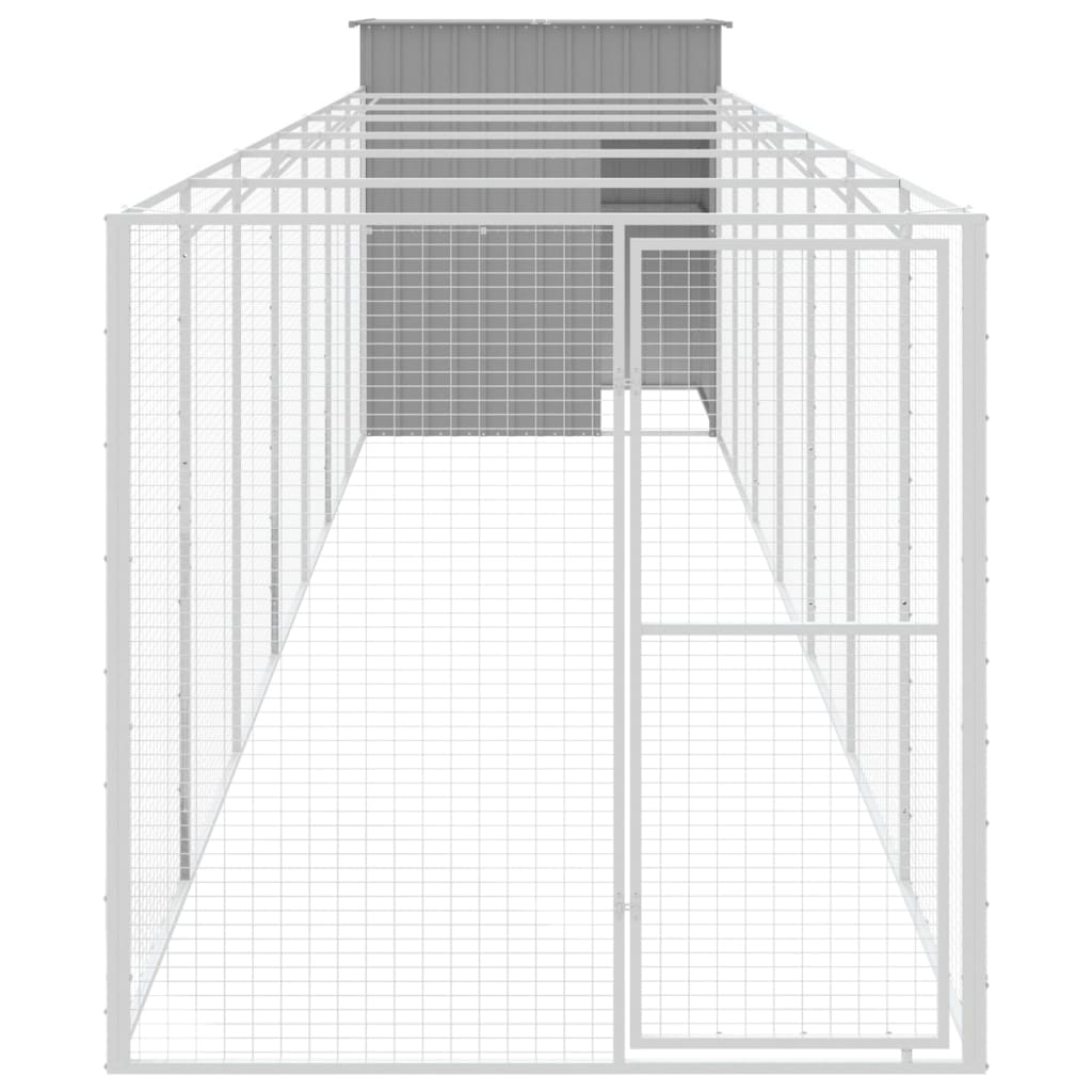 vidaXL Caseta perros corral acero galvanizado gris claro 165x863x181cm