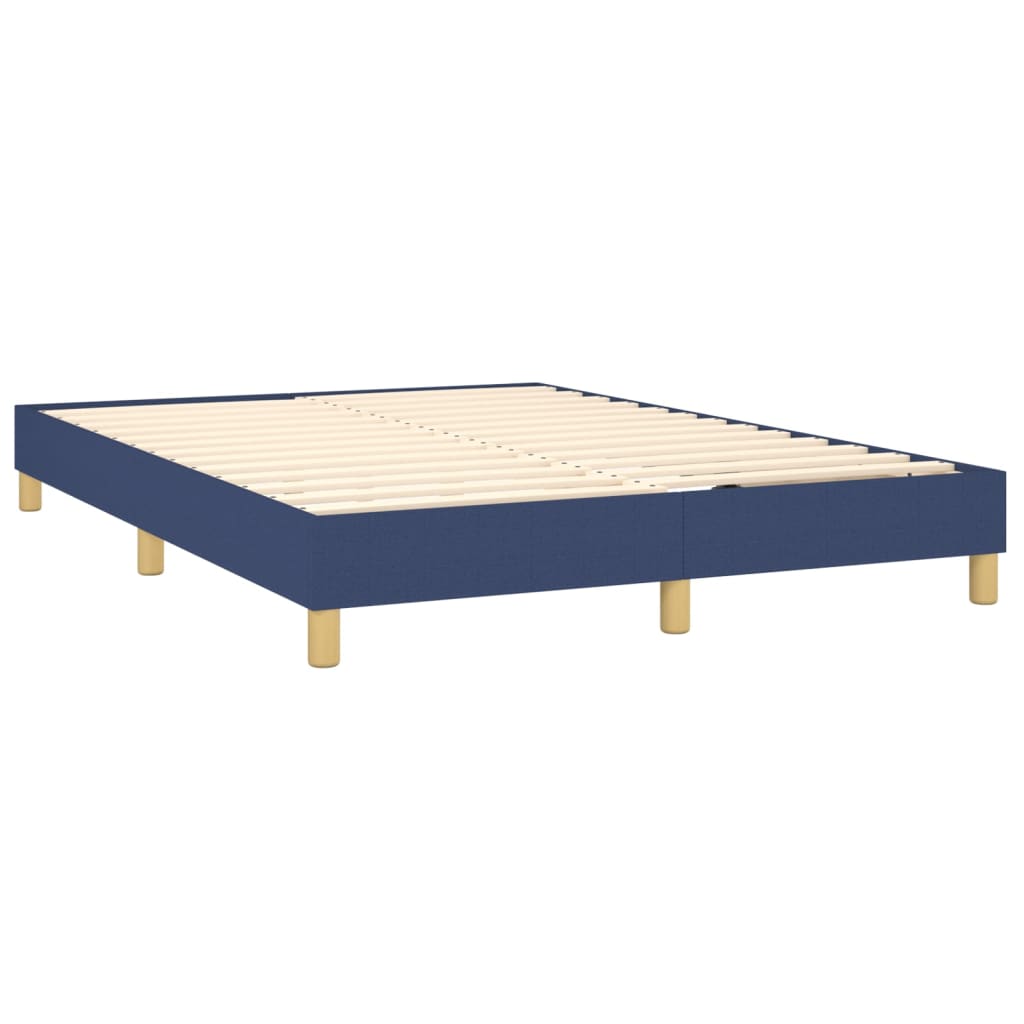 vidaXL Cama box spring colchón y luces LED tela azul 140x190 cm