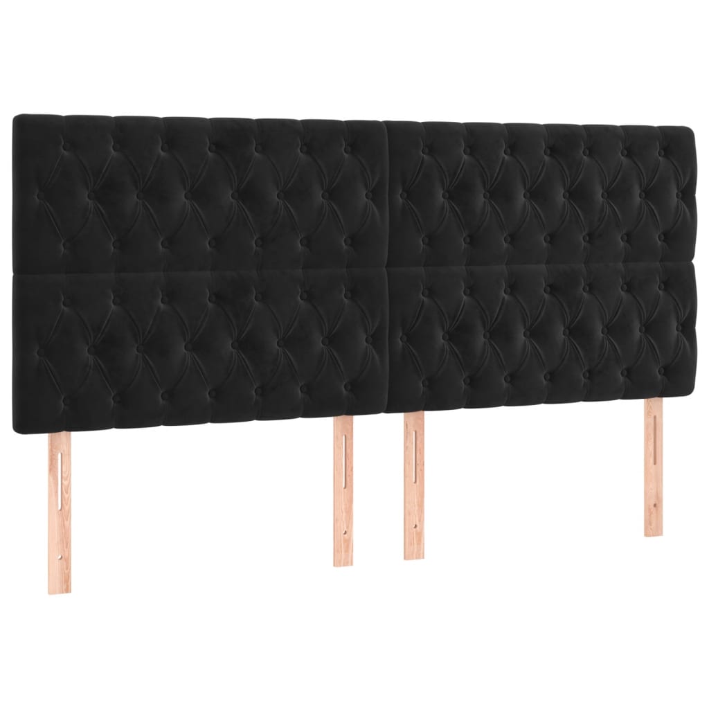 vidaXL Cabeceros 4 unidades de terciopelo negro 100x7x78/88 cm